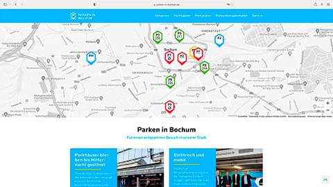 Screenshot der Website www.parken-in-bochum.de